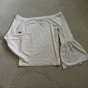 Off the shoulder 3/4 inch bell sleeve top